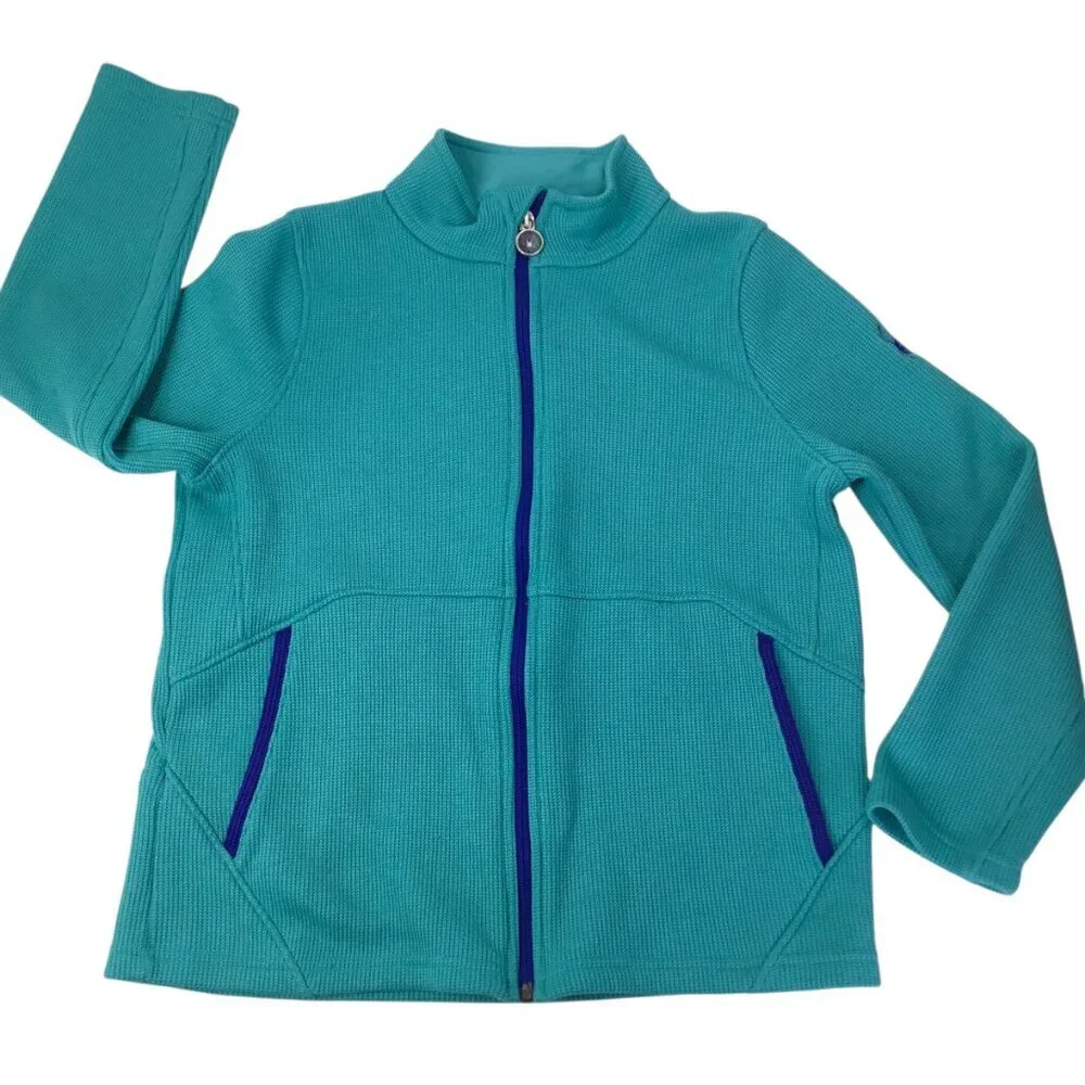 Spyder Endure Stryke Full Zip Sweater Knit Jacket Girls Size XL 18 Logo Teal
